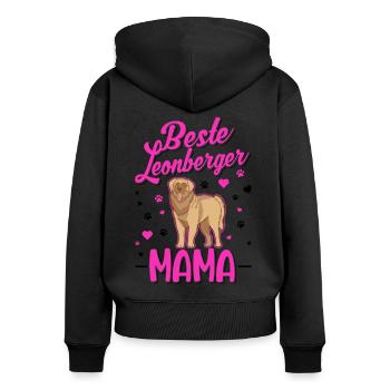 Beste Leonberger Mama - Frauen Premium Bio Zip Hoodie - Schwarz - Hinten - Julia (174cm)