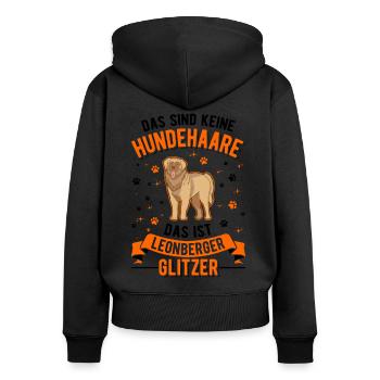 Leonberger Glitzer - Frauen Premium Bio Zip Hoodie - Schwarz - Hinten - Julia (174cm)