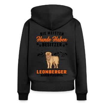 Leonberger Personal - Frauen Premium Bio Zip Hoodie - Schwarz - Hinten - Julia (174cm)