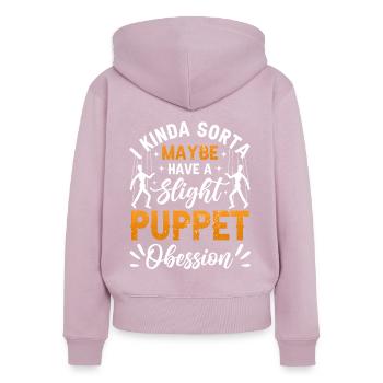 Marionnettiste, marionnettiste - Sweat à capuche zippé Premium bio Femme - rose poudré - Dos - Julia (174cm)