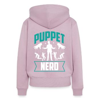 Marionnettiste, marionnettiste - Sweat à capuche zippé Premium bio Femme - rose poudré - Dos - Julia (174cm)