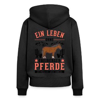 Ein Leben ohne Freiberger Pferde sinnlos - Frauen Premium Bio Zip Hoodie - Schwarz - Hinten - Julia (174cm)