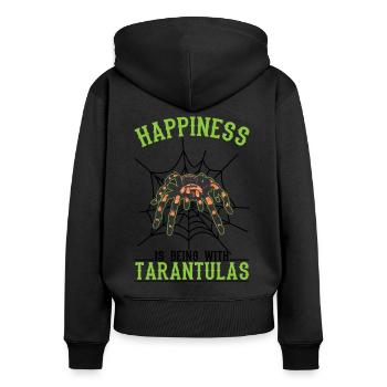 Happiness is being with Tarantulas Tarantel - Frauen Premium Bio Zip Hoodie - Schwarz - Hinten - Julia (174cm)