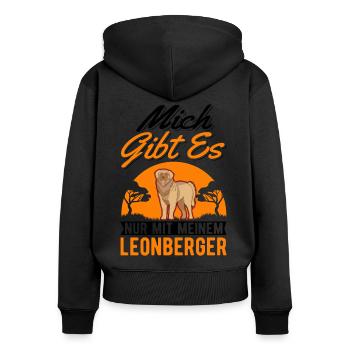 Mich gibt es nur mit meinem Leonberger - Frauen Premium Bio Zip Hoodie - Schwarz - Hinten - Julia (174cm)