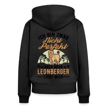 Leonberger Geschenk - Frauen Premium Bio Zip Hoodie - Schwarz - Hinten - Julia (174cm)