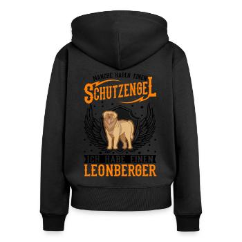 Leonberger Schutzengel - Frauen Premium Bio Zip Hoodie - Schwarz - Hinten - Julia (174cm)