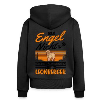 Leonberger Engel - Frauen Premium Bio Zip Hoodie - Schwarz - Hinten - Julia (174cm)