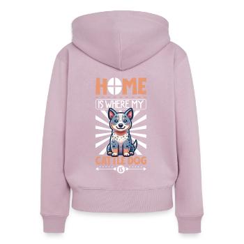 Accueil - Australian Cattle Dog - Sweat à capuche zippé Premium bio Femme - rose poudré - Dos - Julia (174cm)