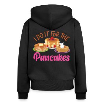 Les enfants amateurs de crêpes, je le fais pour le - Sweat à capuche zippé Premium bio Femme - noir - Dos - Julia (174cm)