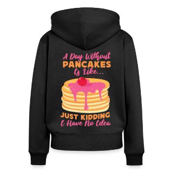 Amoureux des crêpes Les enfants Une journée sans - Sweat à capuche zippé Premium bio Femme - noir - Dos - Julia (174cm)