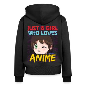 Anime drôle disant juste une fille - Sweat à capuche zippé Premium bio Femme - noir - Dos - Julia (174cm)