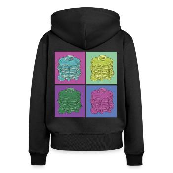 Pancake Lover Kids Retro Vintage - Frauen Premium Bio Zip Hoodie - Schwarz - Hinten - Julia (174cm)