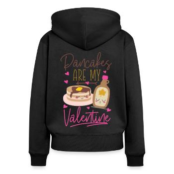 Pancake Lover Kids Valentines Day - Frauen Premium Bio Zip Hoodie - Schwarz - Hinten - Julia (174cm)