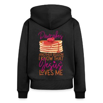 Amoureux des crêpes Enfants Jésus Foi - Sweat à capuche zippé Premium bio Femme - noir - Dos - Julia (174cm)