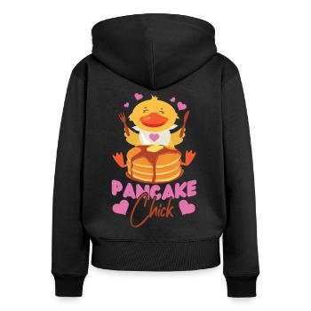 Pancake Lover Kids Chicken Girl - Frauen Premium Bio Zip Hoodie - Schwarz - Hinten - Julia (174cm)