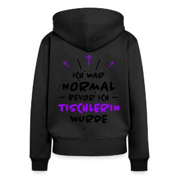Tischlerin Spruch Schreinerin Tischlerin Geschenk - Frauen Premium Bio Zip Hoodie - Schwarz - Hinten - Julia (174cm)