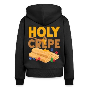 Pancake Lover Kids Pun Holy Crepe - Women's Premium Organic Zip Hoodie - black - Back - Julia (174cm)