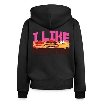 Amoureux des crêpes Les enfants J’aime les crêpes - Sweat à capuche zippé Premium bio Femme - noir - Dos - Julia (174cm)