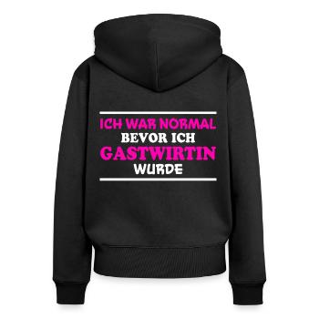 Gastwirtin Spruch Kneipe Fun Gastwirtin Geschenk - Frauen Premium Bio Zip Hoodie - Schwarz - Hinten - Julia (174cm)