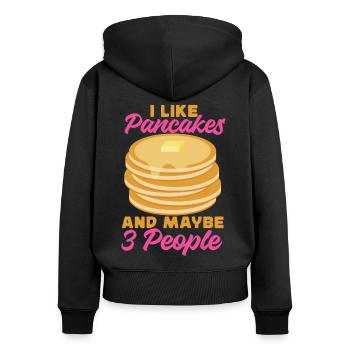 Amoureux des crêpes Les enfants J’aime les crêpes - Sweat à capuche zippé Premium bio Femme - noir - Dos - Julia (174cm)
