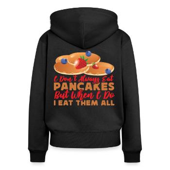 Les enfants amateurs de crêpes que je ne fais pas toujours - Sweat à capuche zippé Premium bio Femme - noir - Dos - Julia (174cm)