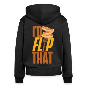 Pancake Lover Kids Pun I'd Flip - Women's Premium Organic Zip Hoodie - black - Back - Julia (174cm)