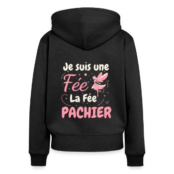 Je Suis Une Fée La Fée Pachier - Sweat à capuche zippé Premium bio Femme - noir - Dos - Julia (174cm)