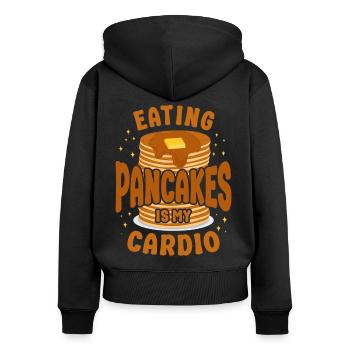 Amateur de crêpes Les enfants mangent des crêpes - Sweat à capuche zippé Premium bio Femme - noir - Dos - Julia (174cm)