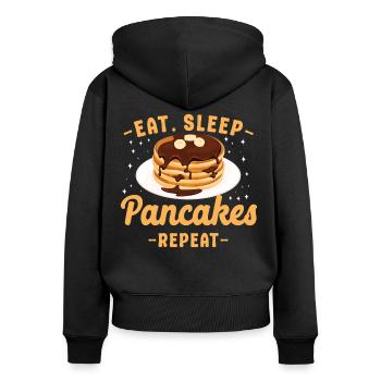 Les enfants amoureux des crêpes mangent le sommeil - Sweat à capuche zippé Premium bio Femme - noir - Dos - Julia (174cm)