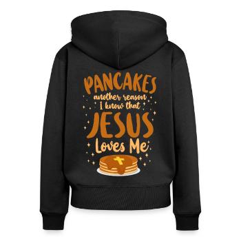 Crêpes Amoureux Enfants Jésus Foi - Sweat à capuche zippé Premium bio Femme - noir - Dos - Julia (174cm)