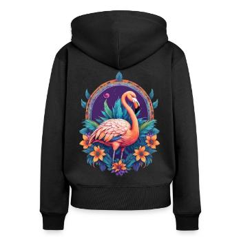 Flamingo Spiritual Mandala Design - Women's Premium Organic Zip Hoodie - black - Back - Julia (174cm)