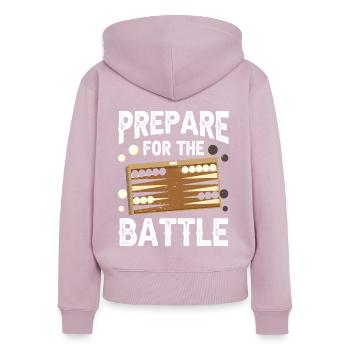 Board Game Funny Backgammon - Women's Premium Organic Zip Hoodie - dusky pink - Back - Julia (174cm)