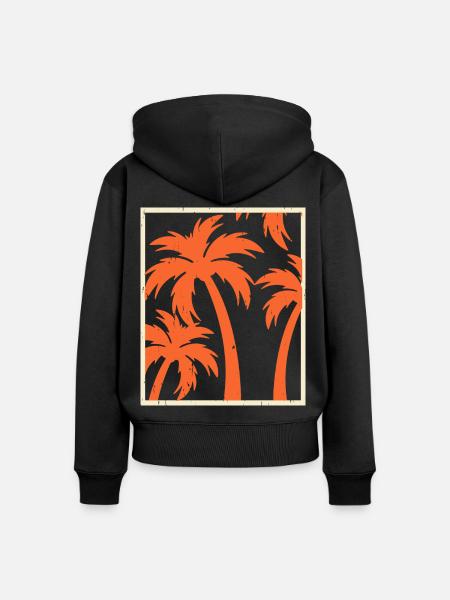 Palmen - Frauen Premium Bio Zip Hoodie - Schwarz