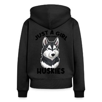 Juste une fille qui aime les huskies - Sweat à capuche zippé Premium bio Femme - noir - Dos - Julia (174cm)