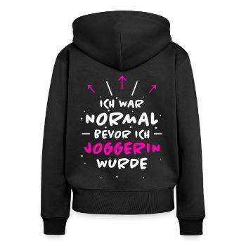 Joggerin Spruch Laufen Joggen Joggerin Geschenk - Frauen Premium Bio Zip Hoodie - Schwarz - Hinten - Julia (174cm)