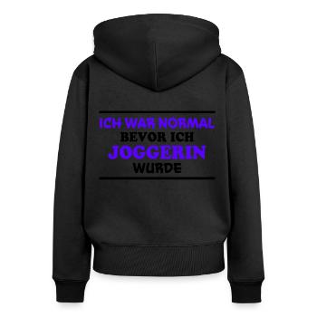 Joggerin Spruch Laufen Joggen Joggerin Geschenk - Frauen Premium Bio Zip Hoodie - Schwarz - Hinten - Julia (174cm)