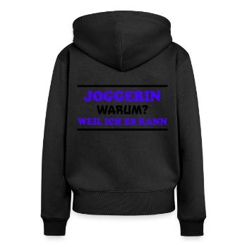 Joggerin Spruch Laufen Joggen Joggerin Geschenk - Frauen Premium Bio Zip Hoodie - Schwarz - Hinten - Julia (174cm)