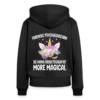 Forensic Psychologicorn like a normal Psychologist - Women's Premium Organic Zip Hoodie - black - Back - Julia (174cm)