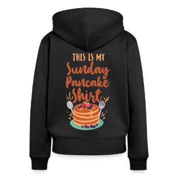 Les enfants amateurs de crêpes c’est mon - Sweat à capuche zippé Premium bio Femme - noir - Dos - Julia (174cm)