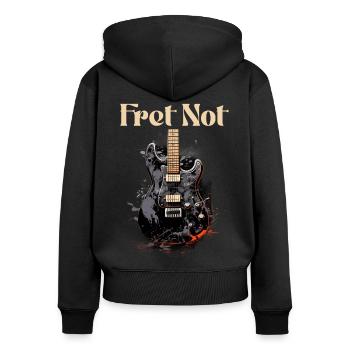Fret Pas Drôle Citation Professeur De Guitare - Sweat à capuche zippé Premium bio Femme - noir - Dos - Julia (174cm)