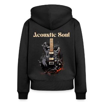 Acoustic Soul Funny Quote Professeur de guitare - Sweat à capuche zippé Premium bio Femme - noir - Dos - Julia (174cm)