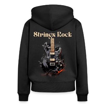 Saiten Rock Lustiges Zitat Gitarre Lehrer - Frauen Premium Bio Zip Hoodie - Schwarz - Hinten - Julia (174cm)
