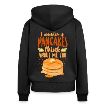 Pancake Lover Kids I Wonder If - Frauen Premium Bio Zip Hoodie - Schwarz - Hinten - Julia (174cm)