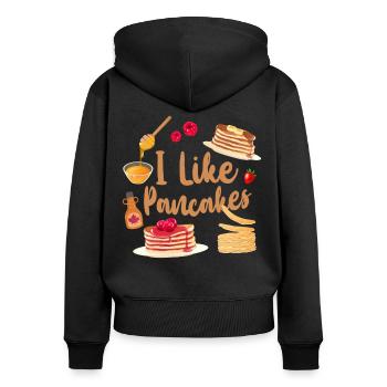 Amoureux des crêpes Les enfants J’aime les crêpes - Sweat à capuche zippé Premium bio Femme - noir - Dos - Julia (174cm)