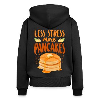 Pancake Lover Kids Less Stress - Frauen Premium Bio Zip Hoodie - Schwarz - Hinten - Julia (174cm)