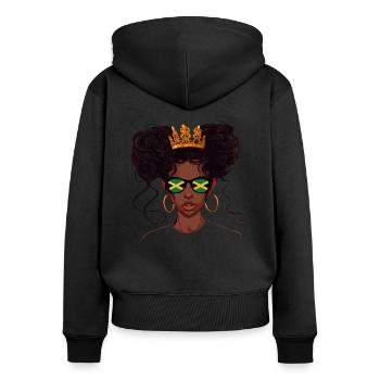 jamaican girl Flag Jamaica - Frauen Premium Bio Zip Hoodie - Schwarz - Hinten - Julia (174cm)