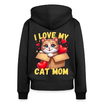 Chat chats chaton chat maman fête des mères amour - Sweat à capuche zippé Premium bio Femme - noir - Dos - Julia (174cm)