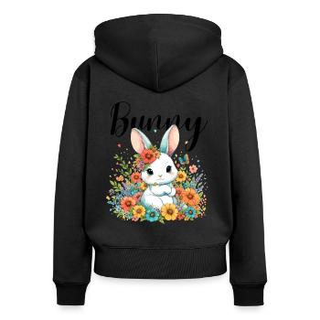 Lapin Lapin Maman Pâques Lapin De Pâques Fleurs Mignon - Sweat à capuche zippé Premium bio Femme - noir - Dos - Julia (174cm)