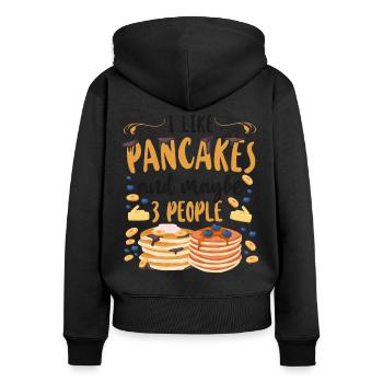 Amoureux des crêpes Les enfants J’aime les crêpes - Sweat à capuche zippé Premium bio Femme - noir - Dos - Julia (174cm)