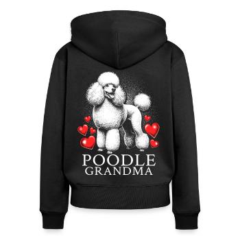 Grand-mère caniche - Sweat à capuche zippé Premium bio Femme - noir - Dos - Julia (174cm)